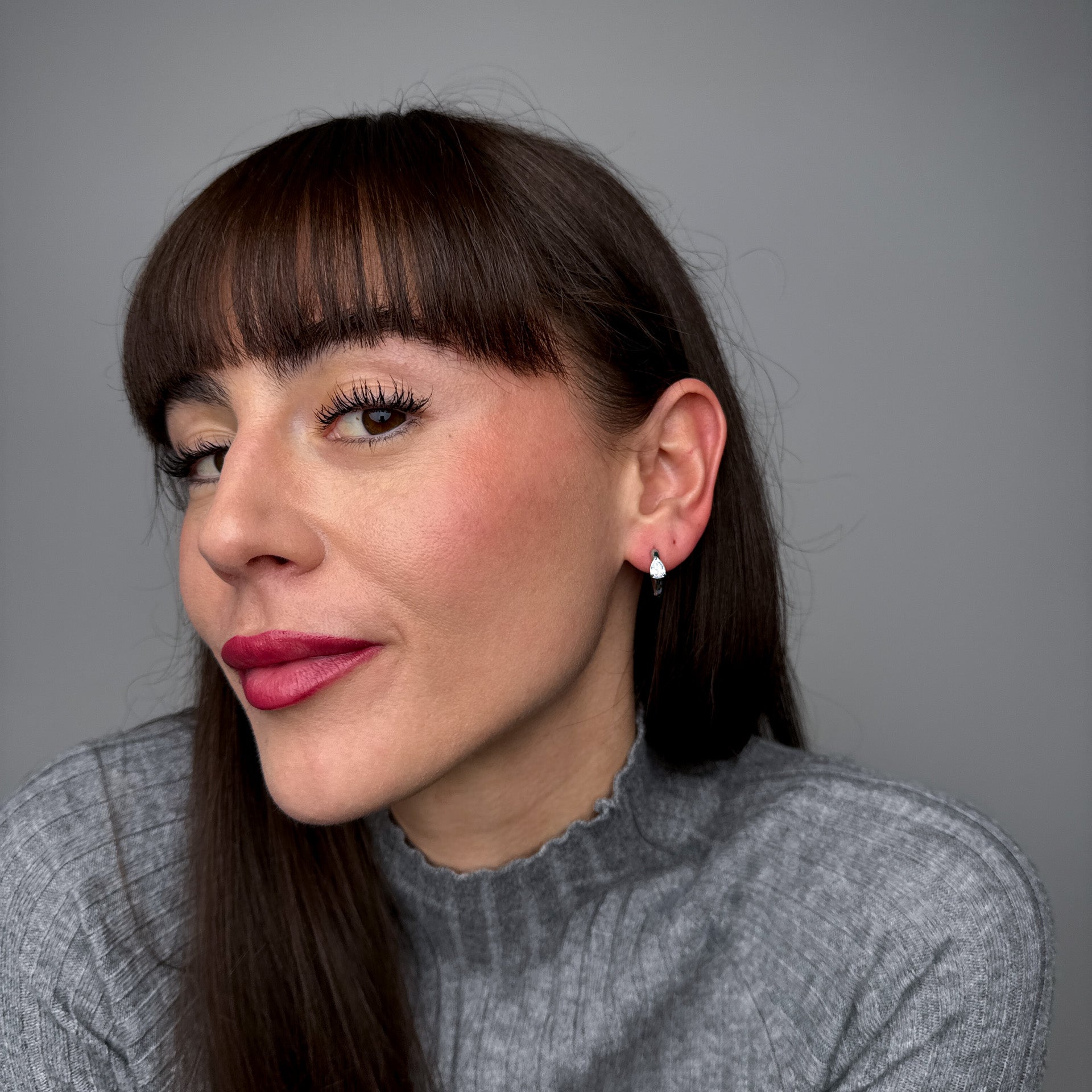 Orecchini Zirconia Single Hoops